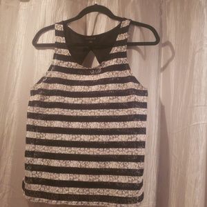 Express blue and white lace striped tank